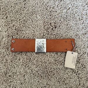 NWT Streets Ahead Genuine Leather Silver Plate Statement Cuff Bracelet
